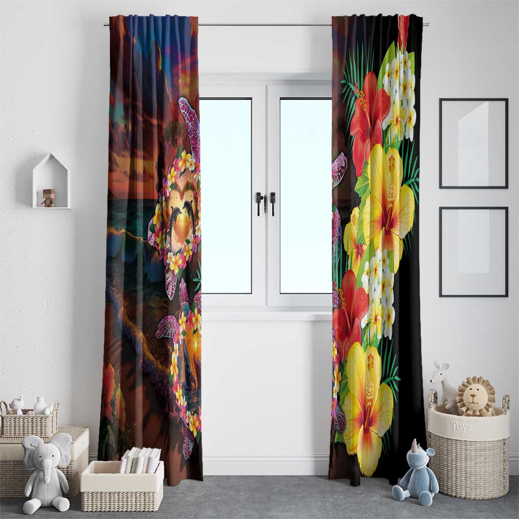 Hawaiian Sea Animals Love Couple Window Curtain Aloha Sunset Symphony LT03 - Polynesian Pride