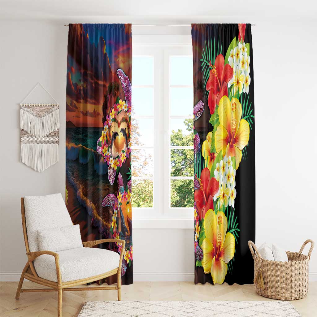 Hawaiian Sea Animals Love Couple Window Curtain Aloha Sunset Symphony LT03 - Polynesian Pride