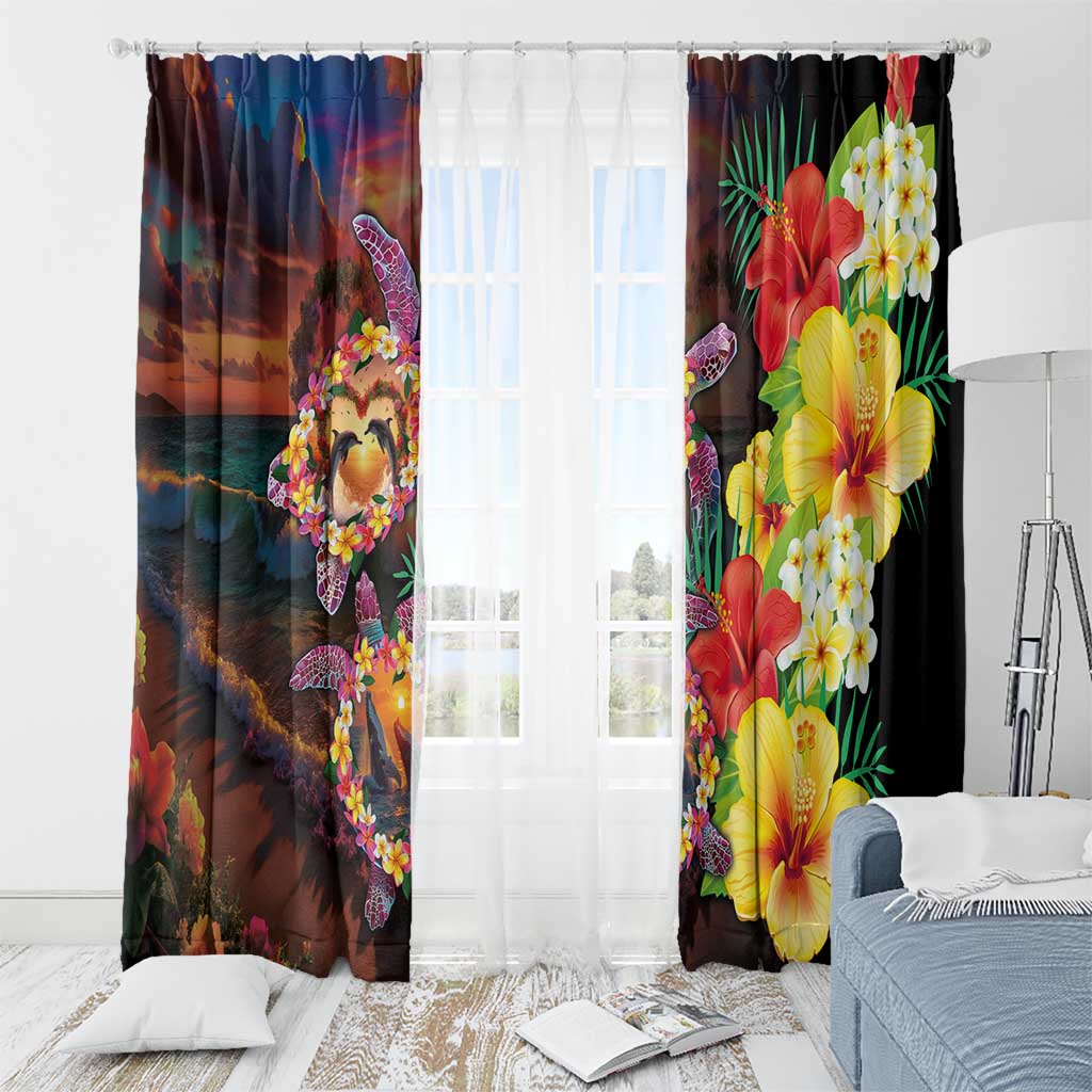 Hawaiian Sea Animals Love Couple Window Curtain Aloha Sunset Symphony LT03 - Polynesian Pride