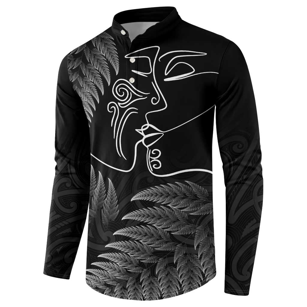 New Zealand Valentine's Day Button Sweatshirt Silver Fern and Line Art Love Couple LT03 - Polynesian Pride