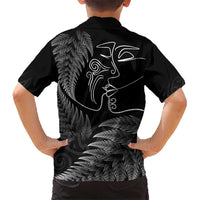 New Zealand Valentine's Day Hawaiian Shirt Silver Fern and Line Art Love Couple
