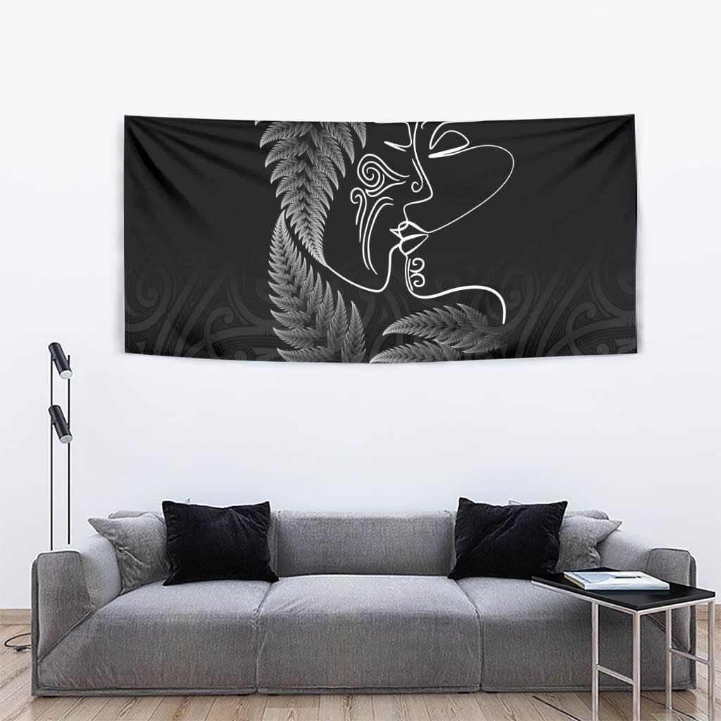 New Zealand Valentine's Day Tapestry Silver Fern and Line Art Love Couple