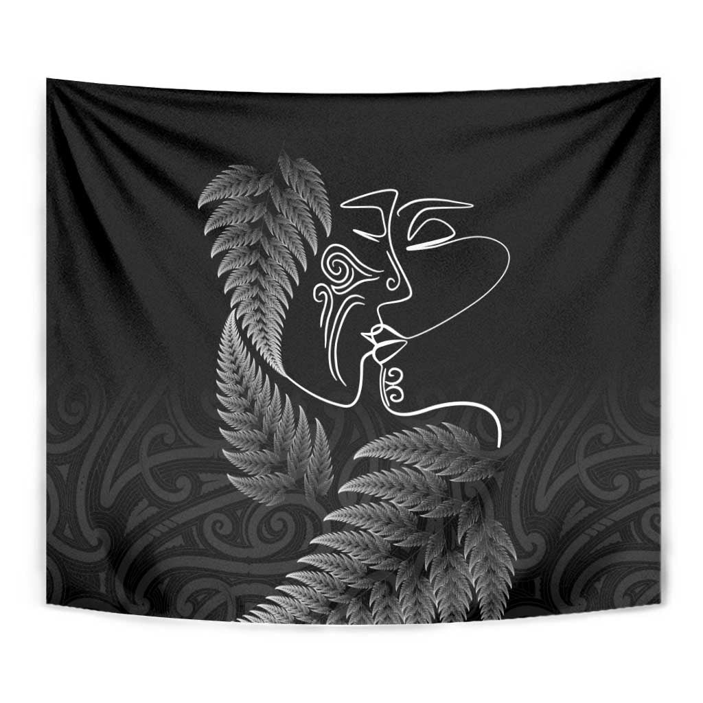 New Zealand Valentine's Day Tapestry Silver Fern and Line Art Love Couple