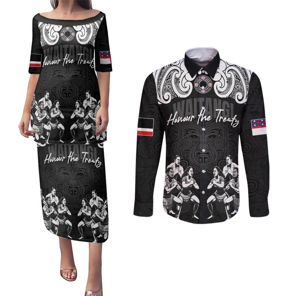 Aotearoa Waitangi Day - Toitu Te Tiriti Couples Matching Puletasi and Long Sleeve Button Shirt New Zealand Honour the Treaty