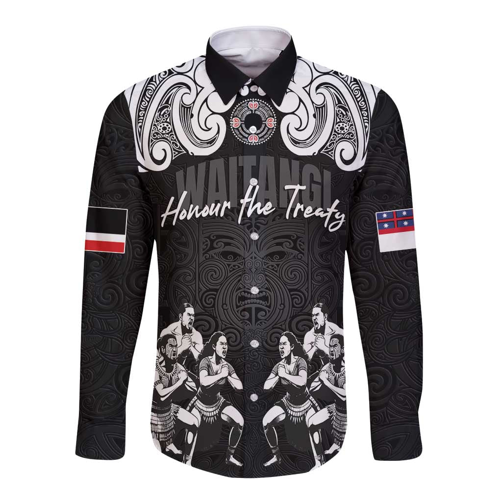 Aotearoa Waitangi Day - Toitu Te Tiriti Long Sleeve Button Shirt New Zealand Honour the Treaty