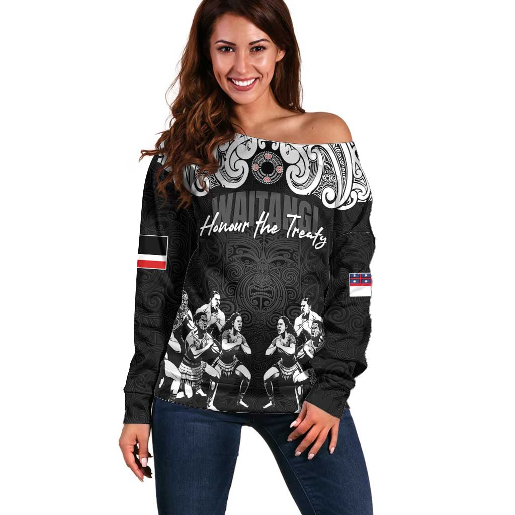 Aotearoa Waitangi Day - Toitu Te Tiriti Off Shoulder Sweater New Zealand Honour the Treaty