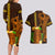 Hawaii Tiki Mask Cocktail Couples Matching Long Sleeve Bodycon Dress and Hawaiian Shirt Kakau Tattoo LT03 - Polynesian Pride