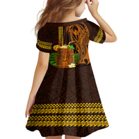 Hawaii Tiki Mask Cocktail Family Matching Long Sleeve Bodycon Dress and Hawaiian Shirt Kakau Tattoo LT03 - Polynesian Pride