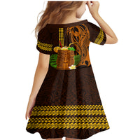 Hawaii Tiki Mask Cocktail Family Matching Mermaid Dress and Hawaiian Shirt Kakau Tattoo LT03 - Polynesian Pride