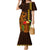 Hawaii Tiki Mask Cocktail Family Matching Mermaid Dress and Hawaiian Shirt Kakau Tattoo LT03 Mom's Dress Brown - Polynesian Pride