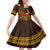 Hawaii Tiki Mask Cocktail Family Matching Off Shoulder Long Sleeve Dress and Hawaiian Shirt Kakau Tattoo LT03 Daughter's Dress Brown - Polynesian Pride