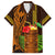 Hawaii Tiki Mask Cocktail Family Matching Off Shoulder Long Sleeve Dress and Hawaiian Shirt Kakau Tattoo LT03 Dad's Shirt - Short Sleeve Brown - Polynesian Pride