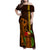 Hawaii Tiki Mask Cocktail Family Matching Off Shoulder Maxi Dress and Hawaiian Shirt Kakau Tattoo LT03 Mom's Dress Brown - Polynesian Pride