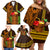 Hawaii Tiki Mask Cocktail Family Matching Off Shoulder Short Dress and Hawaiian Shirt Kakau Tattoo LT03 - Polynesian Pride