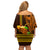 Hawaii Tiki Mask Cocktail Family Matching Off Shoulder Short Dress and Hawaiian Shirt Kakau Tattoo LT03 - Polynesian Pride