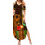 Hawaii Tiki Mask Cocktail Family Matching Summer Maxi Dress and Hawaiian Shirt Kakau Tattoo LT03 Mom's Dress Brown - Polynesian Pride