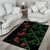 Hawaiian Green Kakau Art Tattoo-Ohia Lehua and Taro Leaves Area Rug