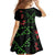 Hawaiian Green Kakau Art Tattoo-Ohia Lehua and Taro Leaves Family Matching Off Shoulder Maxi Dress and Hawaiian Shirt