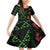 Hawaiian Green Kakau Art Tattoo-Ohia Lehua and Taro Leaves Family Matching Off Shoulder Short Dress and Hawaiian Shirt