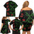 Hawaiian Green Kakau Art Tattoo-Ohia Lehua and Taro Leaves Family Matching Off Shoulder Short Dress and Hawaiian Shirt