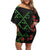 Hawaiian Green Kakau Art Tattoo-Ohia Lehua and Taro Leaves Family Matching Off Shoulder Short Dress and Hawaiian Shirt