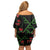 Hawaiian Green Kakau Art Tattoo-Ohia Lehua and Taro Leaves Family Matching Off Shoulder Short Dress and Hawaiian Shirt