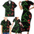 Hawaiian Green Kakau Art Tattoo-Ohia Lehua and Taro Leaves Family Matching Short Sleeve Bodycon Dress and Hawaiian Shirt