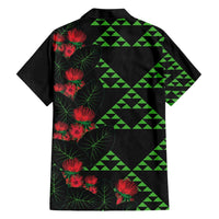 Hawaiian Green Kakau Art Tattoo-Ohia Lehua and Taro Leaves Family Matching Short Sleeve Bodycon Dress and Hawaiian Shirt