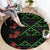 Hawaiian Green Kakau Art Tattoo-Ohia Lehua and Taro Leaves Round Carpet