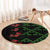 Hawaiian Green Kakau Art Tattoo-Ohia Lehua and Taro Leaves Round Carpet