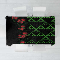 Hawaiian Green Kakau Art Tattoo-Ohia Lehua and Taro Leaves Tablecloth LT03 Black-Green - Polynesian Pride