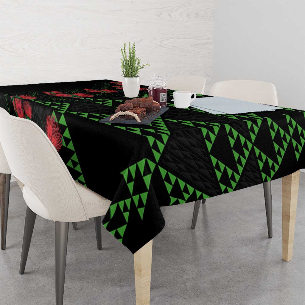 Hawaiian Green Kakau Art Tattoo-Ohia Lehua and Taro Leaves Tablecloth LT03 - Polynesian Pride