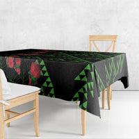 Hawaiian Green Kakau Art Tattoo-Ohia Lehua and Taro Leaves Tablecloth LT03 - Polynesian Pride