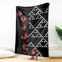 Hawaiian White Kakau Art Tattoo-Ohia Lehua and Taro Leaves Blanket LT03 - Polynesian Pride