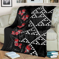 Hawaiian White Kakau Art Tattoo-Ohia Lehua and Taro Leaves Blanket LT03 - Polynesian Pride