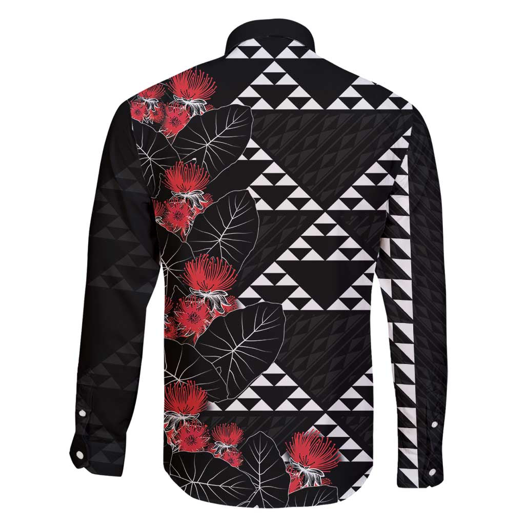 Hawaiian White Kakau Art Tattoo-Ohia Lehua and Taro Leaves Family Matching Mermaid Dress and Hawaiian Shirt