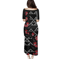 Hawaiian White Kakau Art Tattoo-Ohia Lehua and Taro Leaves Family Matching Puletasi and Hawaiian Shirt