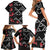 Hawaiian White Kakau Art Tattoo-Ohia Lehua and Taro Leaves Family Matching Short Sleeve Bodycon Dress and Hawaiian Shirt