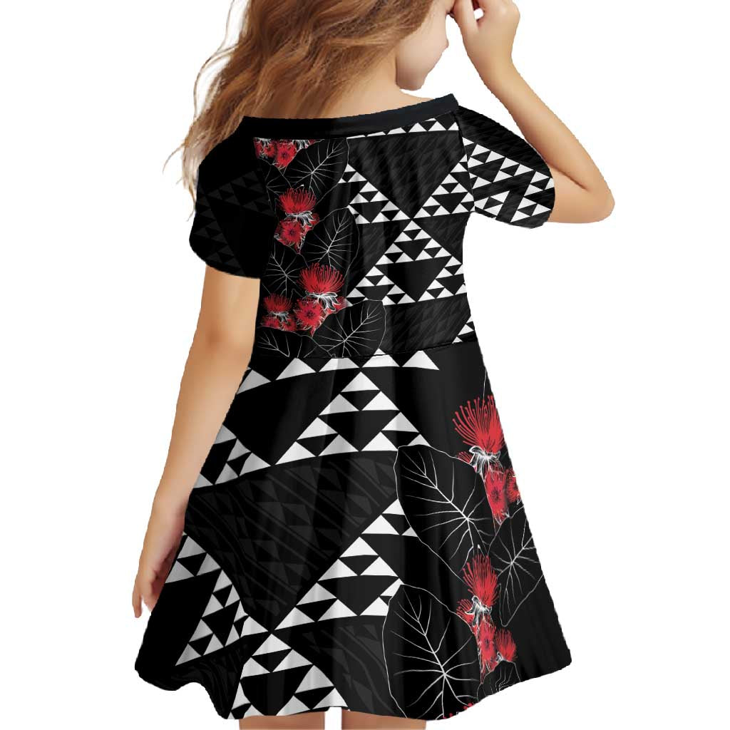 Hawaiian White Kakau Art Tattoo-Ohia Lehua and Taro Leaves Family Matching Tank Maxi Dress and Hawaiian Shirt