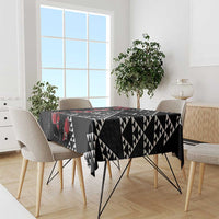 Hawaiian White Kakau Art Tattoo-Ohia Lehua and Taro Leaves Tablecloth LT03 - Polynesian Pride