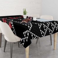 Hawaiian White Kakau Art Tattoo-Ohia Lehua and Taro Leaves Tablecloth LT03 - Polynesian Pride