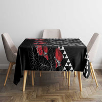 Hawaiian White Kakau Art Tattoo-Ohia Lehua and Taro Leaves Tablecloth LT03 - Polynesian Pride