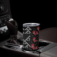 Hawaiian White Kakau Art Tattoo-Ohia Lehua and Taro Leaves Tumbler Cup