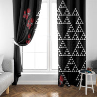 Hawaiian White Kakau Art Tattoo-Ohia Lehua and Taro Leaves Window Curtain LT03 - Polynesian Pride