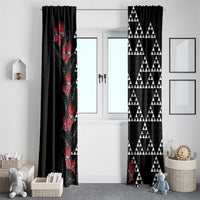 Hawaiian White Kakau Art Tattoo-Ohia Lehua and Taro Leaves Window Curtain LT03 - Polynesian Pride