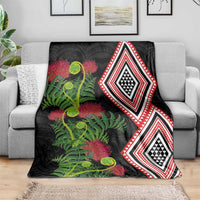 Aotearoa Tukutuku Motif Blanket Pohutukawa and Fern Leaves LT03 - Polynesian Pride