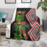 Aotearoa Tukutuku Motif Blanket Pohutukawa and Fern Leaves LT03 - Polynesian Pride