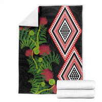 Aotearoa Tukutuku Motif Blanket Pohutukawa and Fern Leaves LT03 - Polynesian Pride