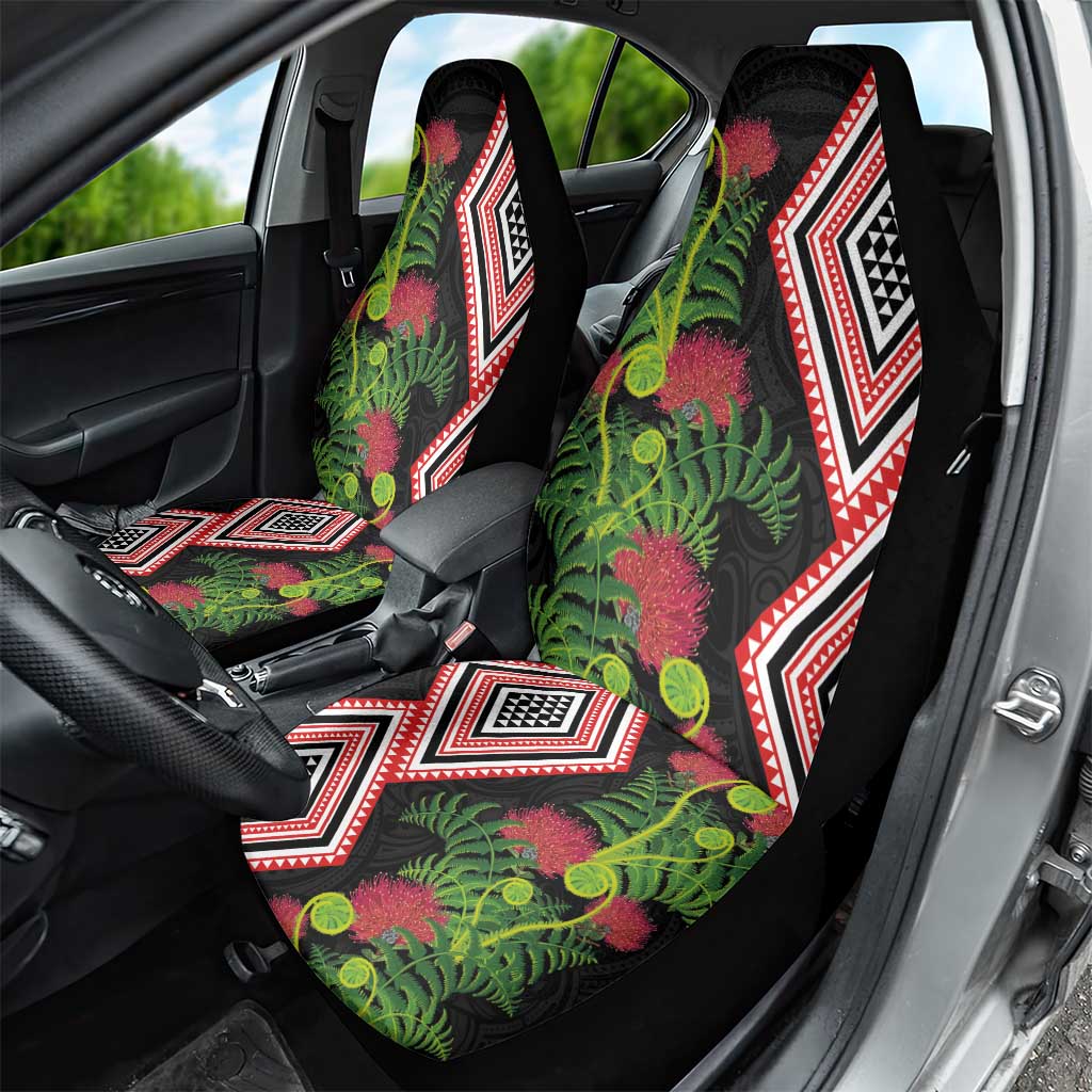 Aotearoa Tukutuku Motif Car Seat Cover Pohutukawa and Fern Leaves