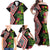 Aotearoa Tukutuku Motif Family Matching Off Shoulder Maxi Dress and Hawaiian Shirt Pohutukawa and Fern Leaves